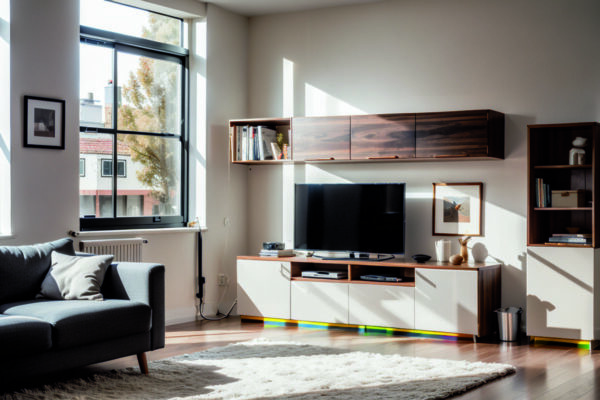 Мебель-трансформер для микроапартаментов с интегрированными системами хранения и перегородками