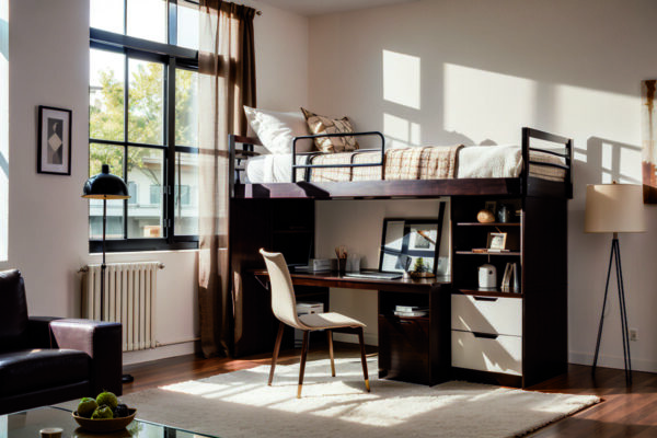 Мебель-трансформер для микроквартир с функцией вертикального хранения и скрытым рабочим местом