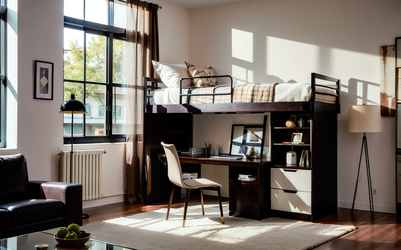 Мебель-трансформер для микроквартир с функцией вертикального хранения и скрытым рабочим местом