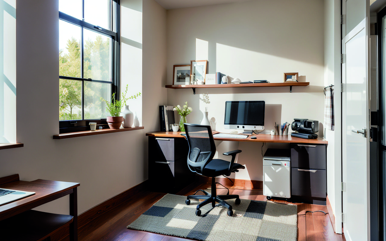 Многофункционная мебель с встроенными зарядками и мини-офисом для маленькой квартиры