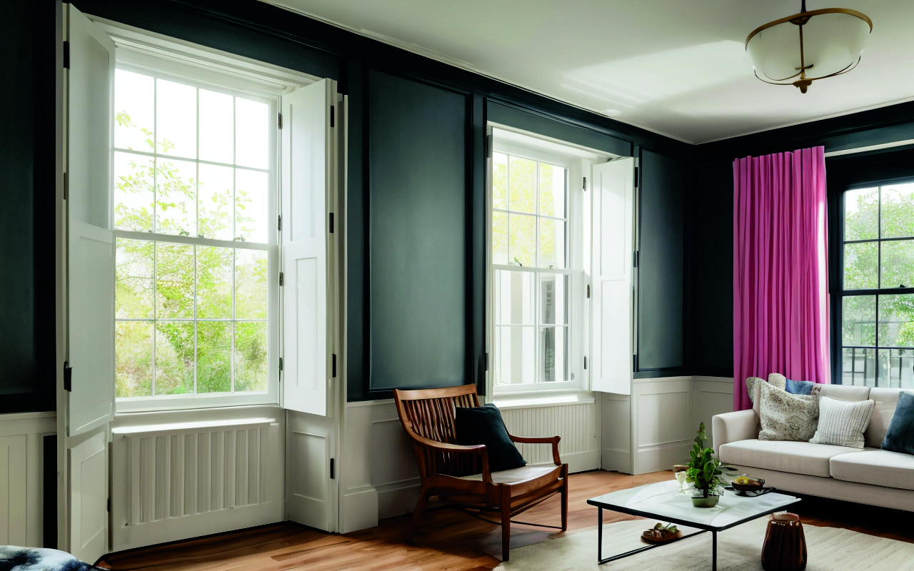 Имитация эффекта акварели в интерьере через плавные градиенты стен и текстиля