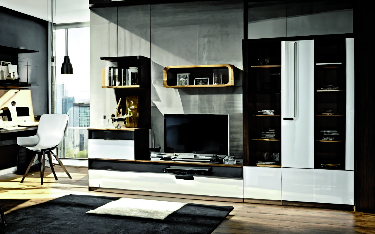 Многофункциональный мебель с интегрированными хранения и рабочими зонами