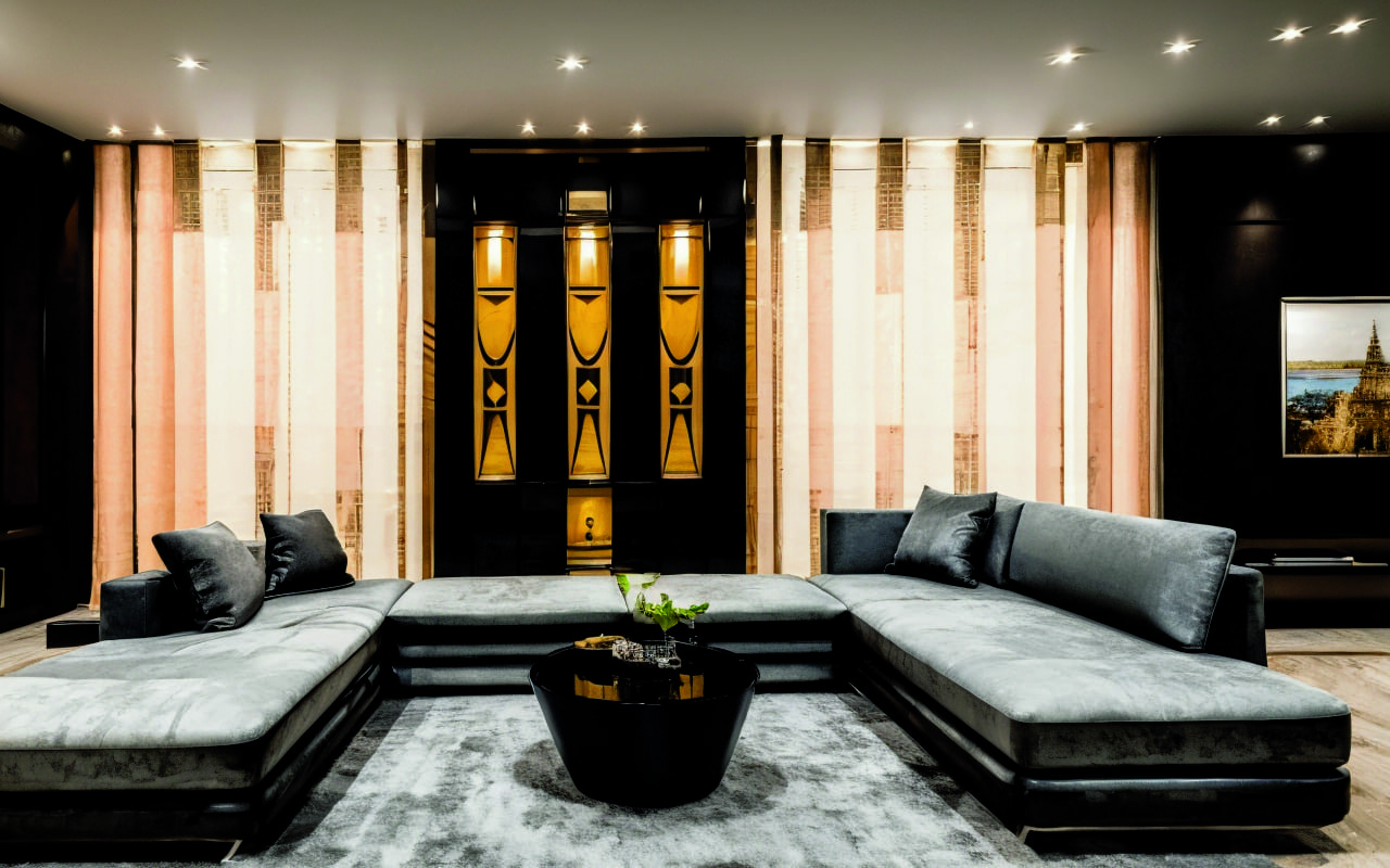 Использование нейтральных тонов для создания динамичного акцентного интерьера с яркими вставками