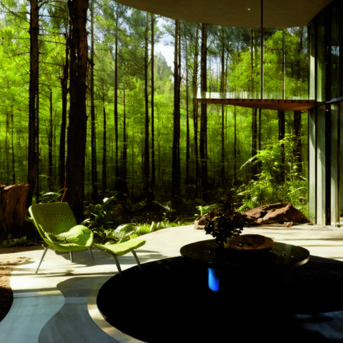 Биофильный дизайн: интеграция природы через технологии и устойчивые материалы в современных интерьерах