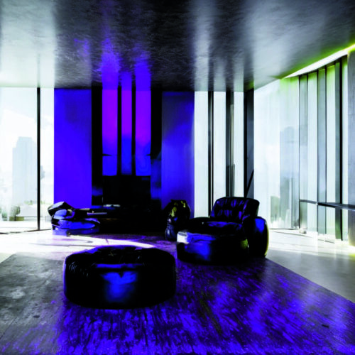 Эксперименты с ультрафиолетовыми акцентами в минималистичных интерьерах для создания психоделического эффекта