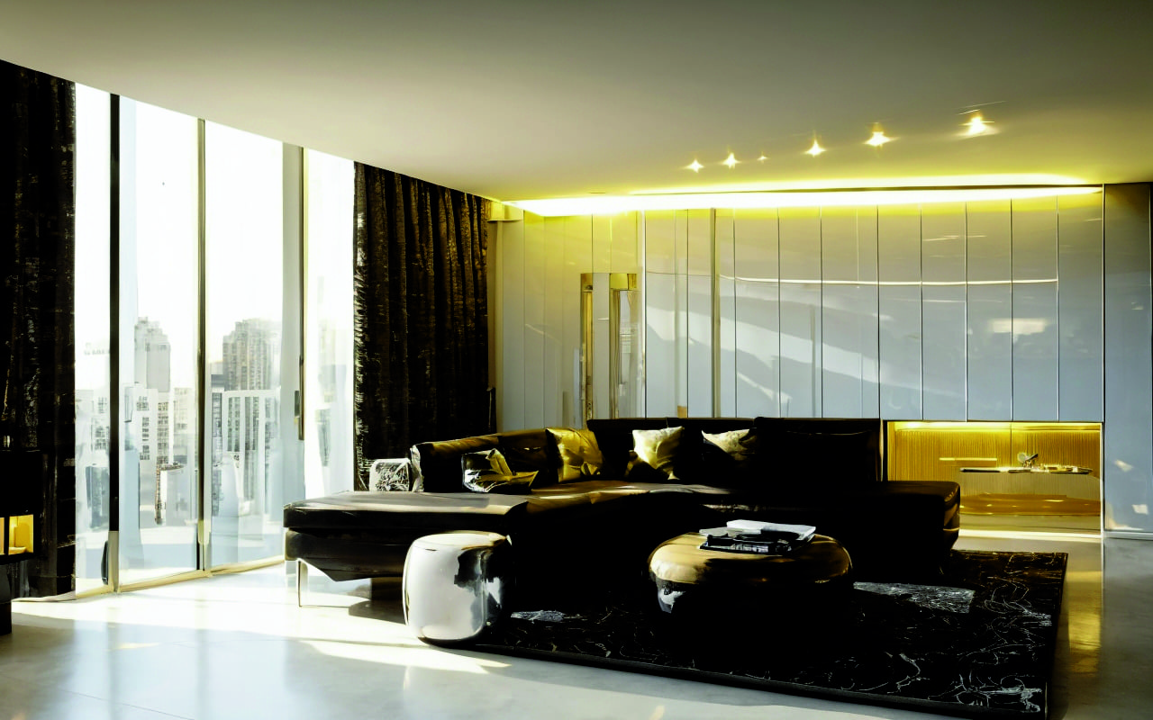 Цветовые акценты в интерьере, меняющие оттенок при разном освещении