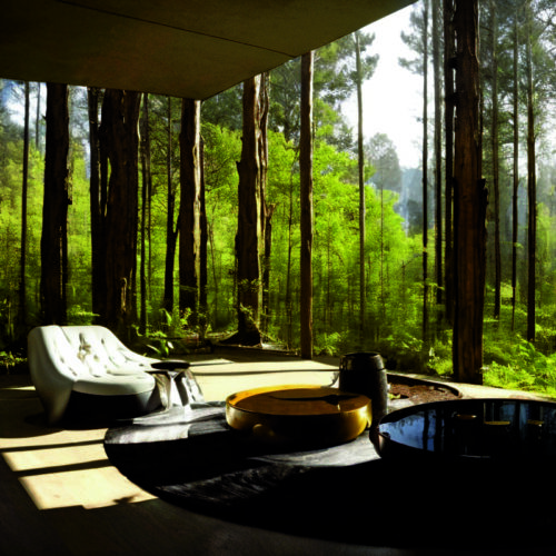 Футуристический биофильный интерьер: когда технологии имитируют живую природу