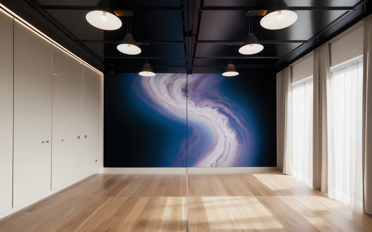 Цветовые акценты в виде оптических иллюзий для визуального расширения пространства