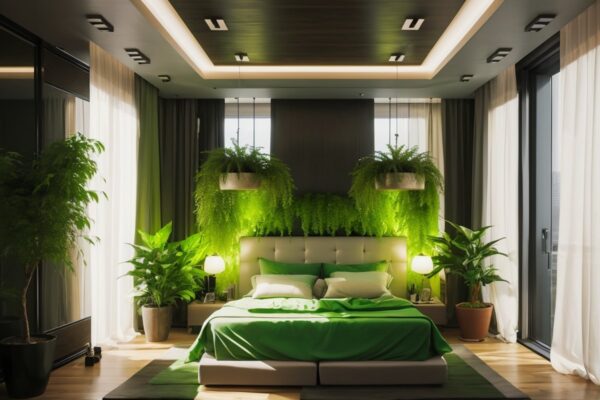 Использование живых растений для повышения уюта и акустики в домашней спальне