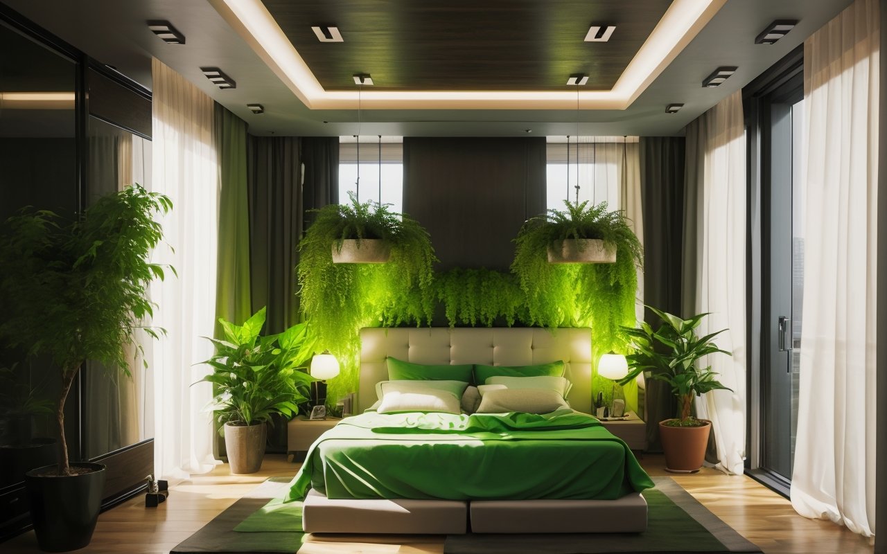 Использование живых растений для повышения уюта и акустики в домашней спальне