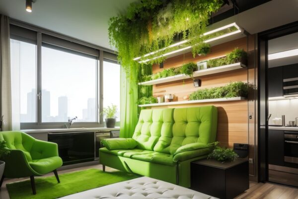 Мебель с встроенными вертикальными фермами для выращивания зелени в маленьких квартирах