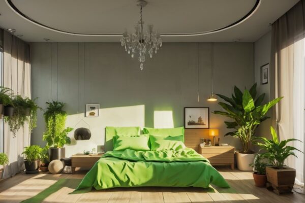 Световые узоры на стенах с использованием теней от комнатных растений