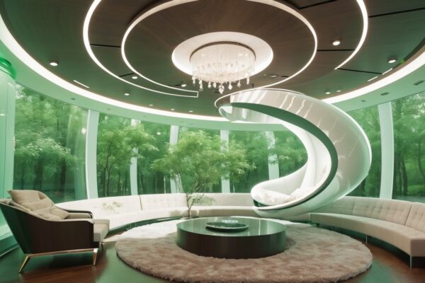Футуристический биофильный дизайн: интерьеры, вдохновленные ДНК и биомиметикой