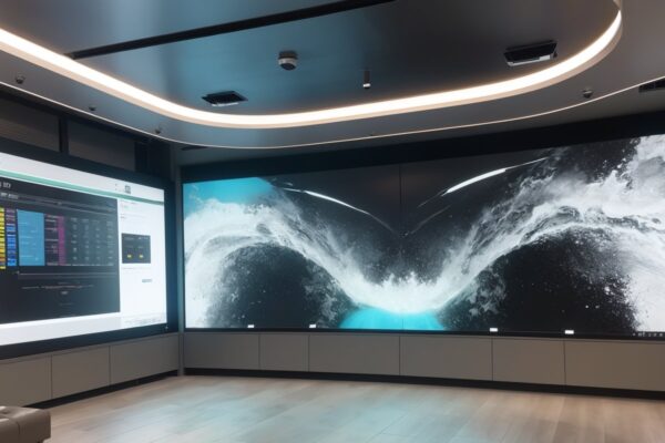 Текстурированные отделочные материалы с интеграцией цифровых дисплеев и интерактивных поверхностей