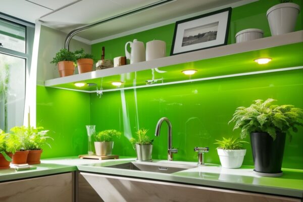 Мебель с автополивом для комнатных растений встроенная в столешницы и полки