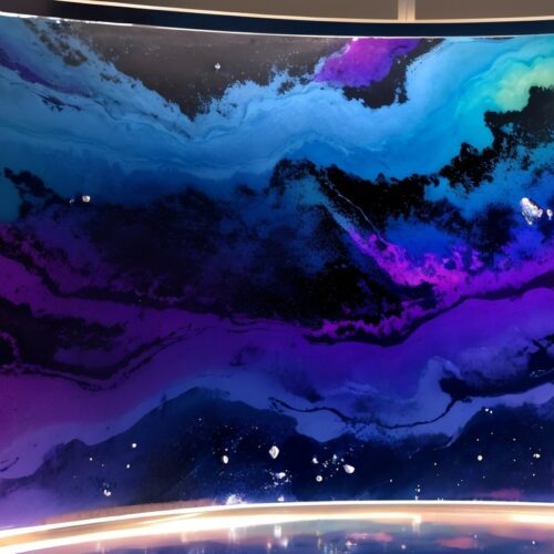 Марморирование зеркал в стиле космических туманностей с использованием акрила и спиртовых чернил