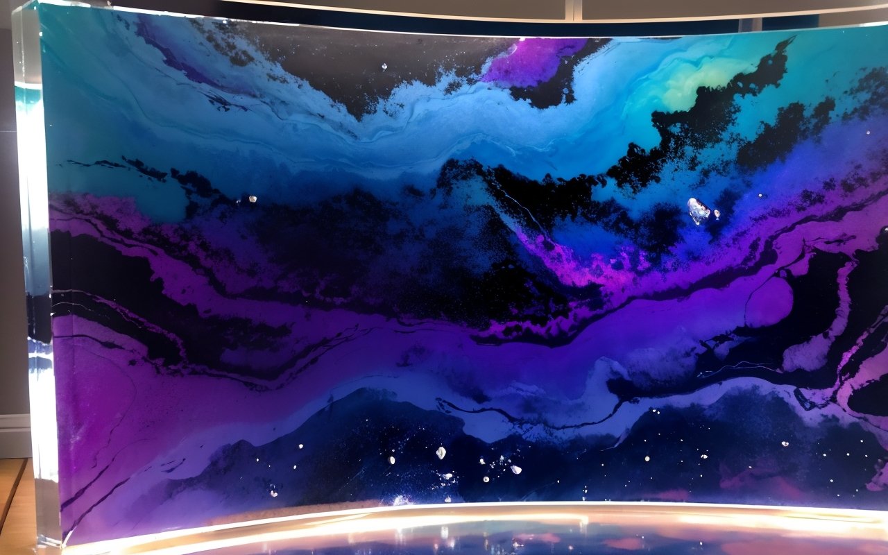 Марморирование зеркал в стиле космических туманностей с использованием акрила и спиртовых чернил