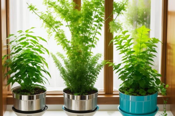 Встроенные горшки с автополивом в подоконник для зелени без хлопот