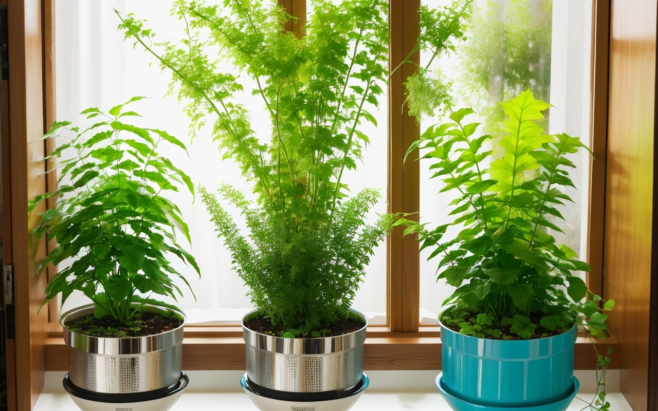 Встроенные горшки с автополивом в подоконник для зелени без хлопот