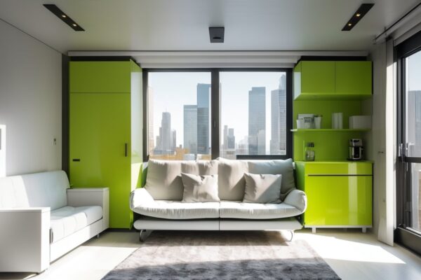 Трансформируемая мебель для микро-квартир с элементами умного дома и экодизайна