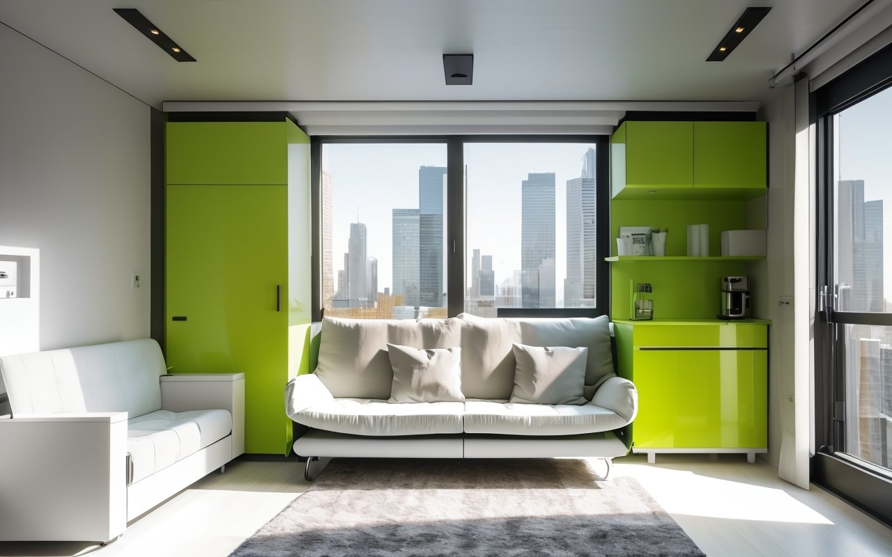 Трансформируемая мебель для микро-квартир с элементами умного дома и экодизайна