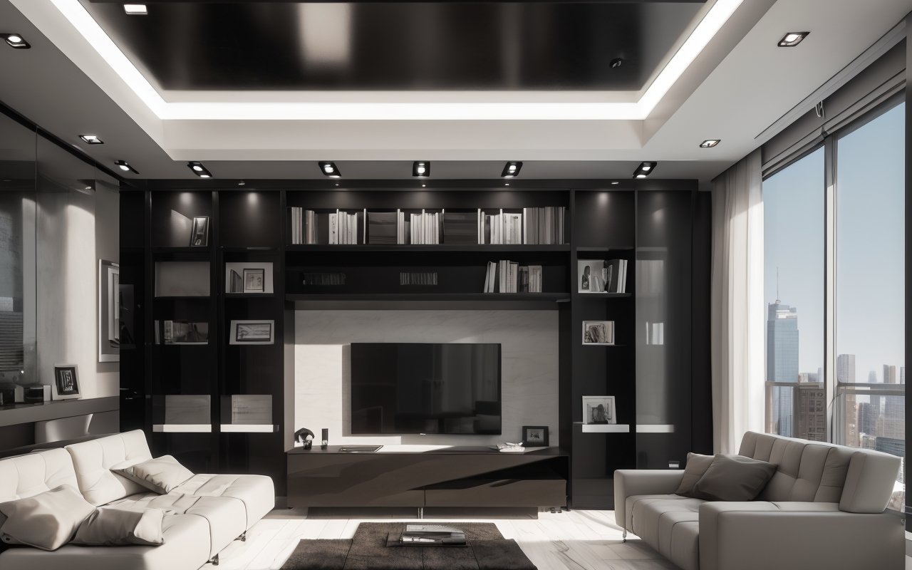 Многоуровневые потолочные модули для хранения вещей с пультом управления