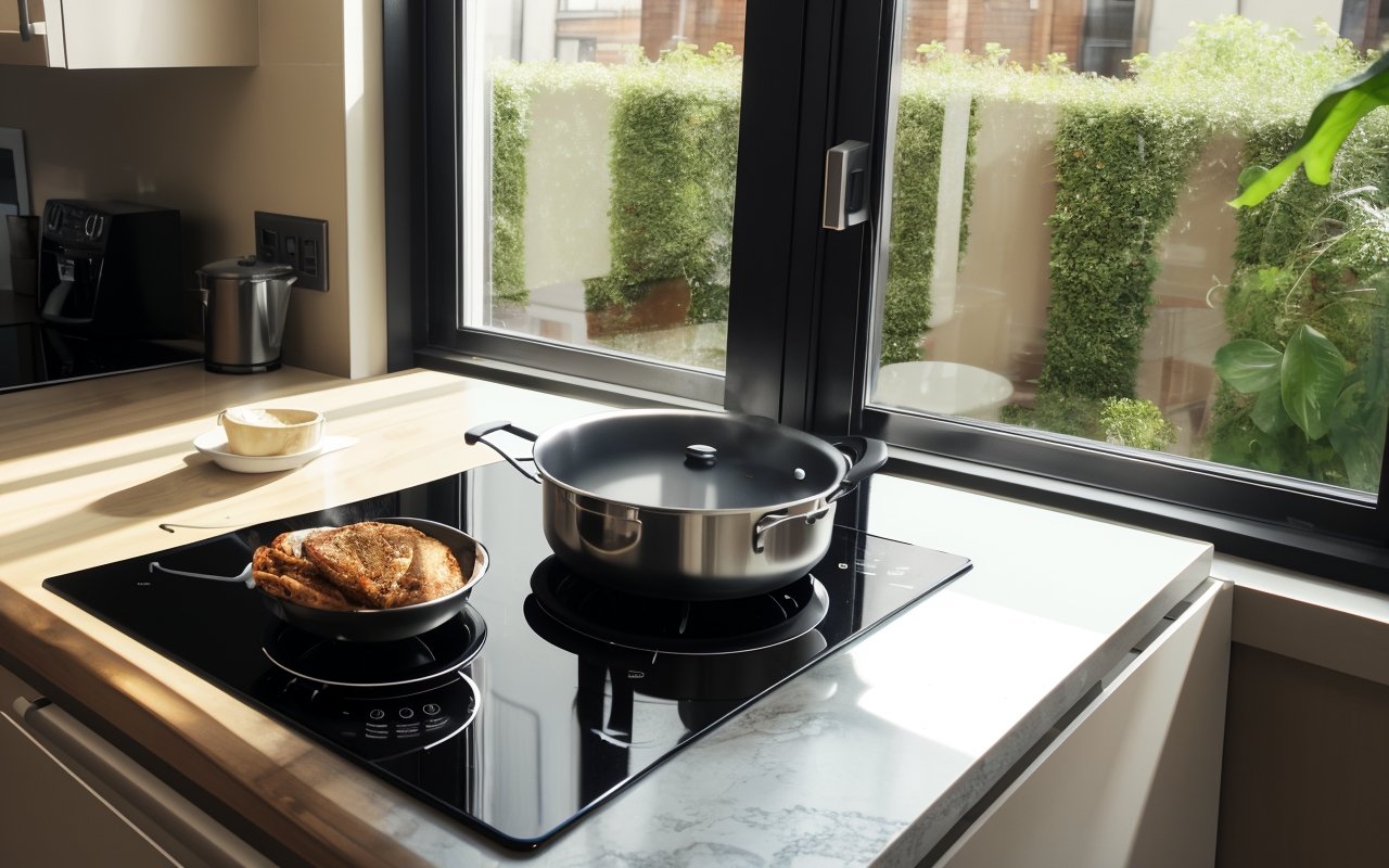 Превратите подоконник в мини-кухню со встроенной индукционной плитой и откидной столешницей