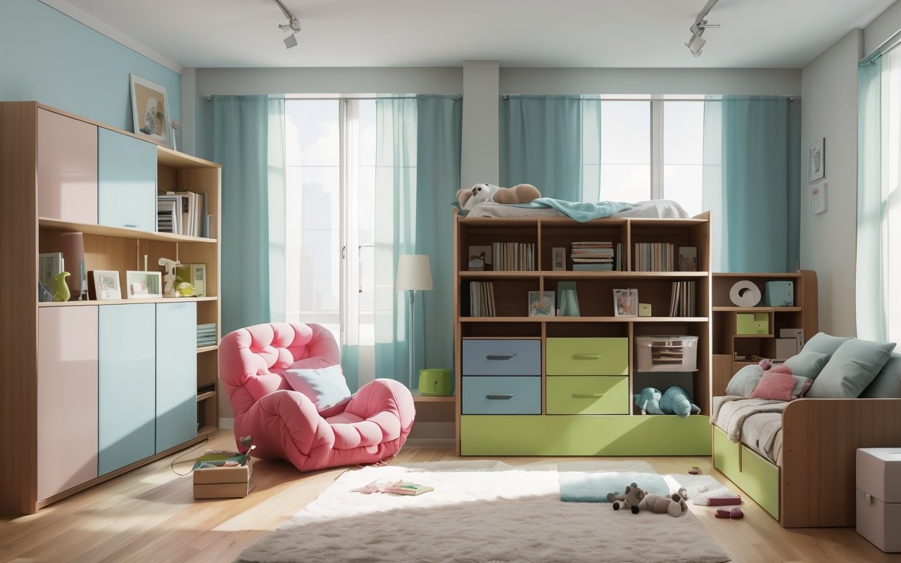 Использование многофункциональной мебели с встроенными средствами хранения для малышей